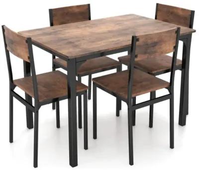 Hivvago 5 Piece Dining Table Set Industrial Style Kitchen Table and Chairs