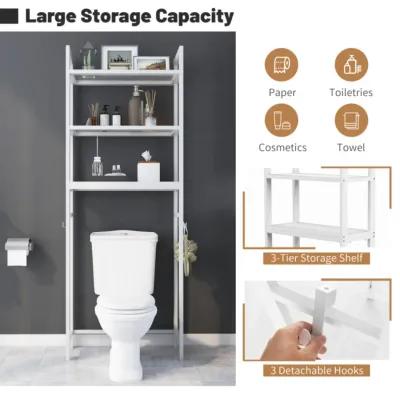 Hivvago Over-The-Toilet Storage Shelf Space Saving Metal Bathroom Organizer Hooks