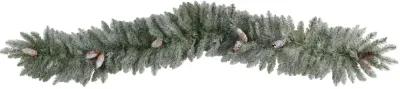 HomPlanti 6' Frosted Artificial Christmas Garland with Pinecones and 50 Warm White LED Lights