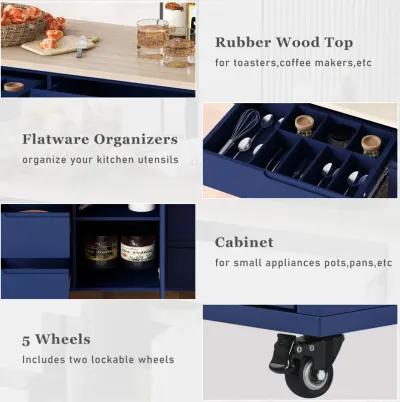 Merax Kitchen Cart with Rubber Wood Countertop