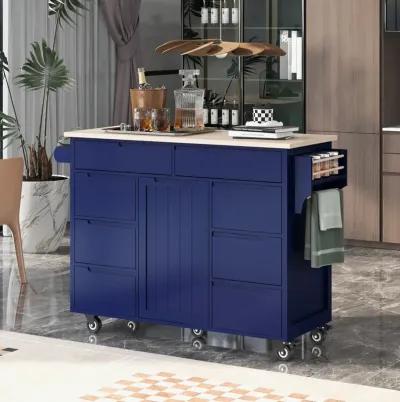 Merax Kitchen Cart with Rubber Wood Countertop