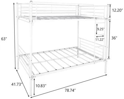 Hivvago Space Saving Easy Assembly Twin Sized Full Metal Bunk Bedframe with Ladder