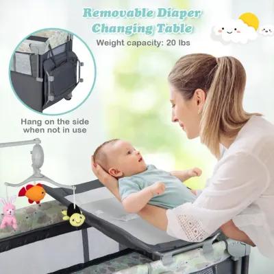 5-in-1  Portable Baby Beside Sleeper Bassinet Crib Playard with Diaper Changer