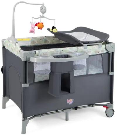 5-in-1  Portable Baby Beside Sleeper Bassinet Crib Playard with Diaper Changer