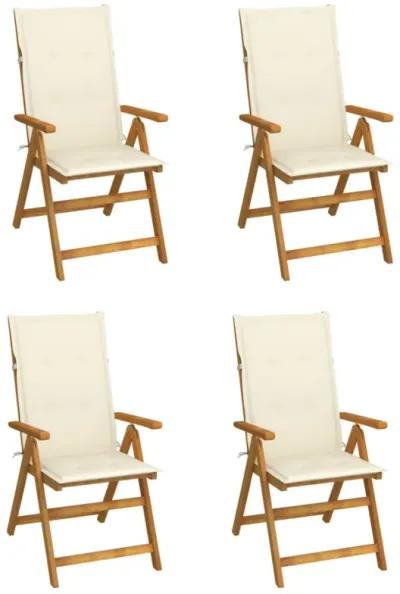 vidaXL Patio Reclining Chairs 4 pcs with Cushions Solid Acacia Wood