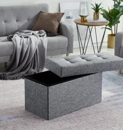 Foldable Tufted Storage Ottoman