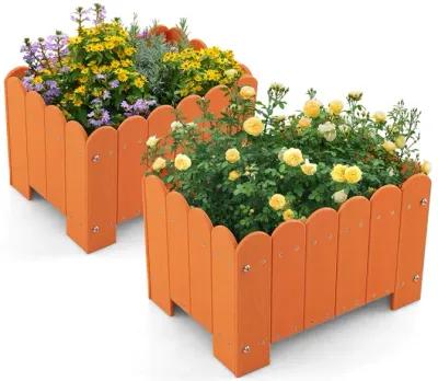 2 Pack Rectangular Planter Box with Drainage Gaps for Front Porch Garden Balcony