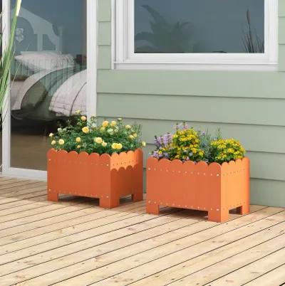 2 Pack Rectangular Planter Box with Drainage Gaps for Front Porch Garden Balcony