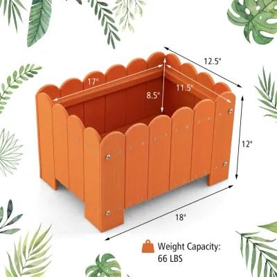 2 Pack Rectangular Planter Box with Drainage Gaps for Front Porch Garden Balcony