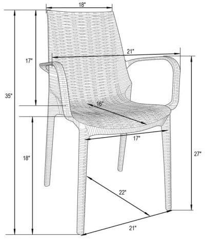 LeisureMod Kent Outdoor Patio Plastic Dining Arm Chair