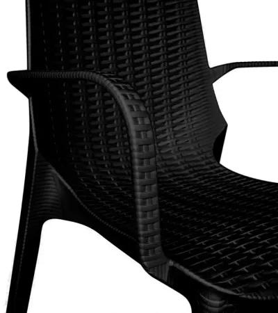 LeisureMod Kent Outdoor Patio Plastic Dining Arm Chair