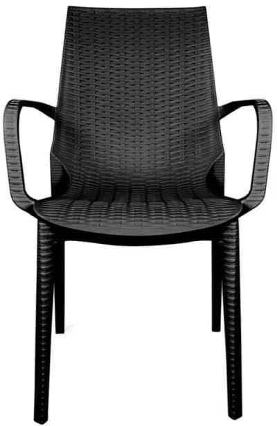 LeisureMod Kent Outdoor Patio Plastic Dining Arm Chair