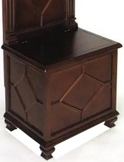 Molded Wooden Frame Hall Tree with Lift Top Box and Mirror Insert, Brown-Benzara