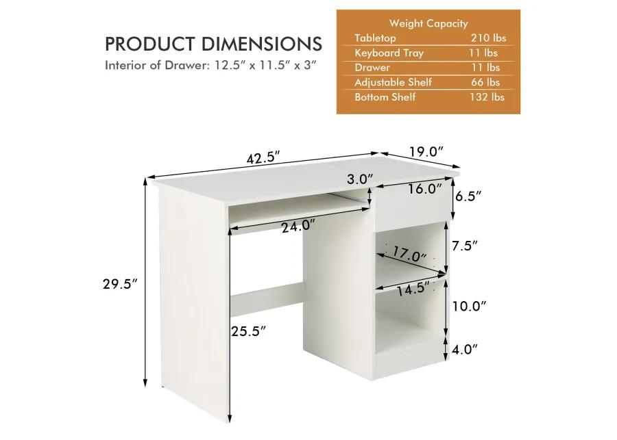 Costway Computer Desk Home Office Workstation Study Laptop Table w/Keyboard Tray Drawer