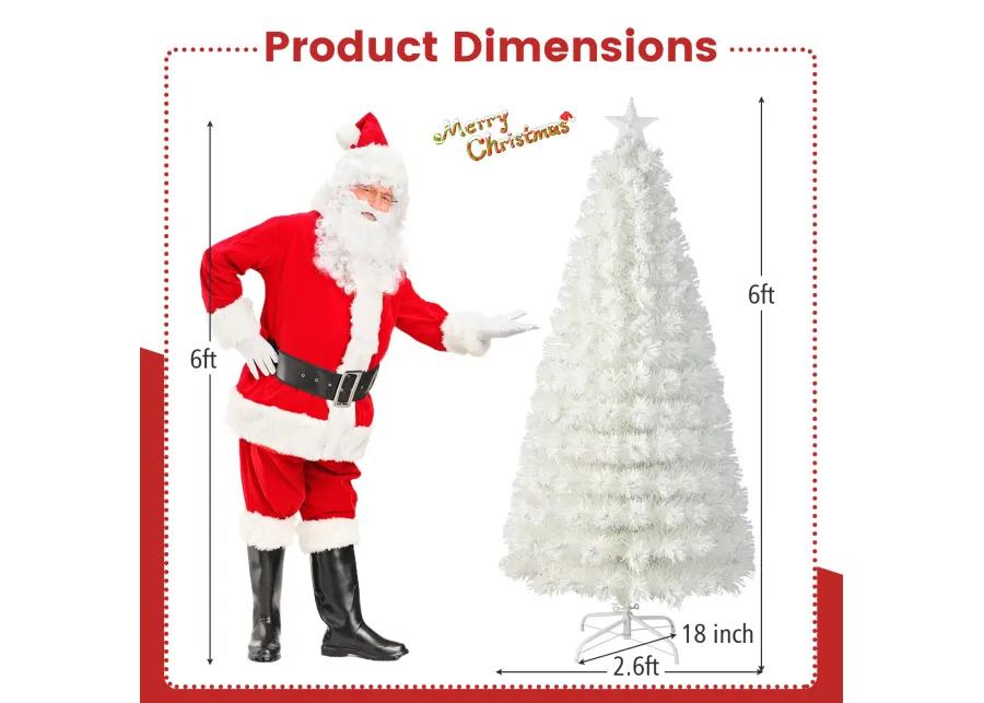 Feet Pre-Lit Fiber Optic White Snow-Flocked Artificial Christmas Tree