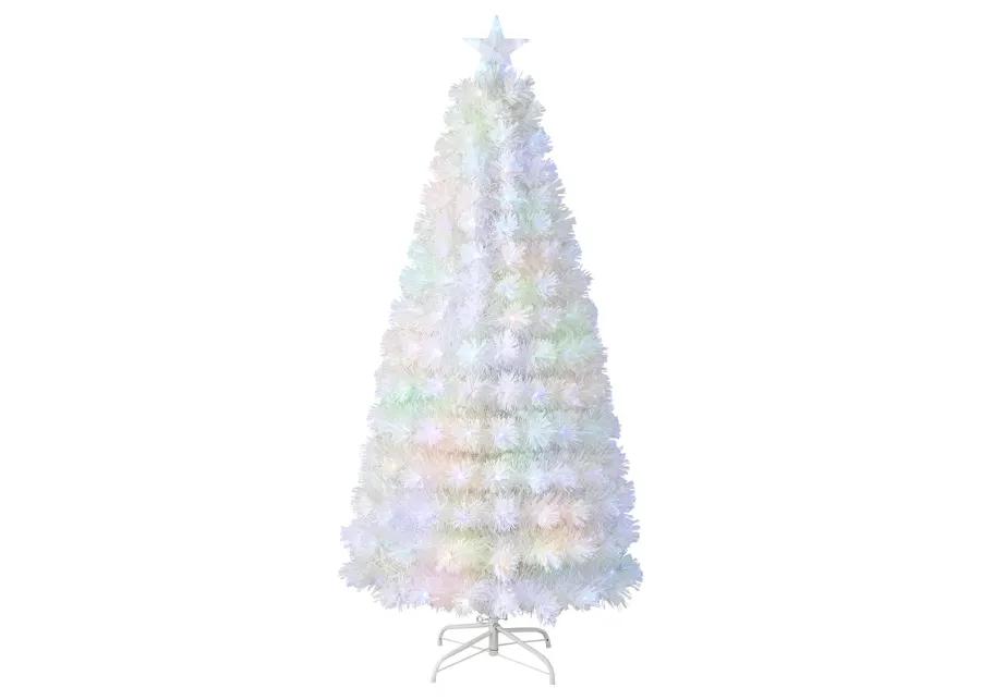 Feet Pre-Lit Fiber Optic White Snow-Flocked Artificial Christmas Tree