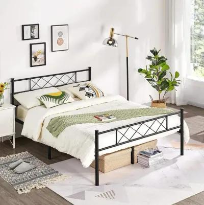 Traditional Powder Coated Slatted Metal Platform Bed