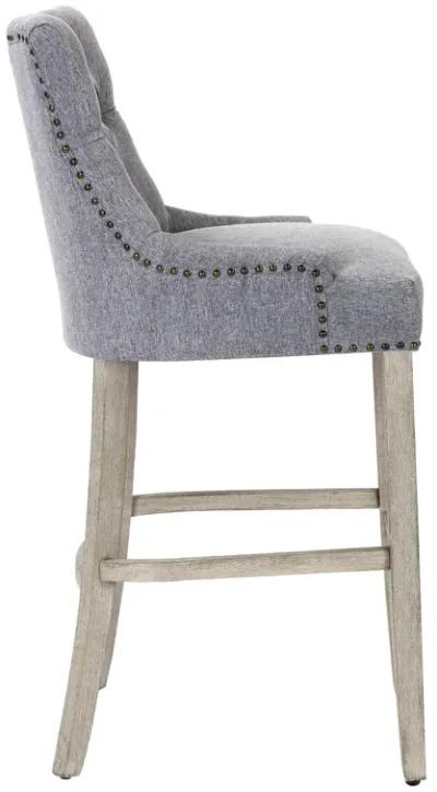 WestinTrends 29" Linen Fabric Tufted Upholstered Bar Stool (Set of 3), Antique Grey