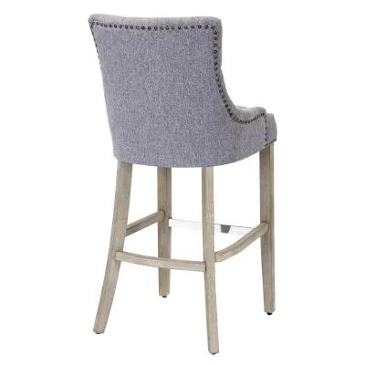 WestinTrends 29" Linen Fabric Tufted Upholstered Bar Stool (Set of 3), Antique Grey