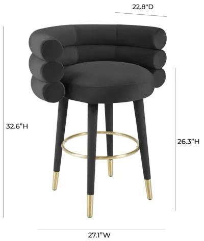 Betty Grey Velvet Counter Stool