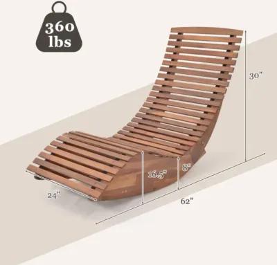 Hivvago Outdoor Acacia Wood Rocking Chair with Widened Slatted Seat and High Back