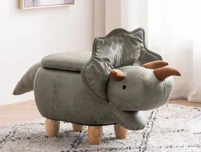 Triceratops Dinosaur Gray Storage Ottoman