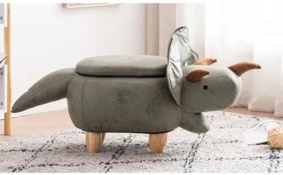 Triceratops Dinosaur Gray Storage Ottoman