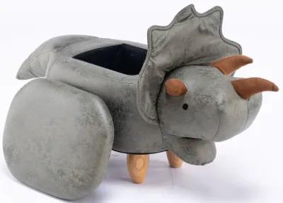 Triceratops Dinosaur Gray Storage Ottoman