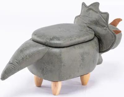 Triceratops Dinosaur Gray Storage Ottoman