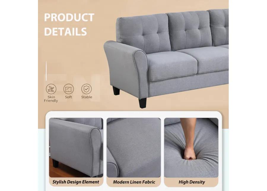 57.5" Modern Living Room Loveseat Linen Upholstered Couch Furniture For Home Or Office