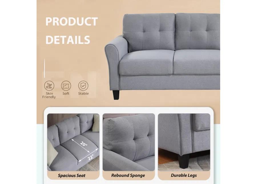 57.5" Modern Living Room Loveseat Linen Upholstered Couch Furniture For Home Or Office