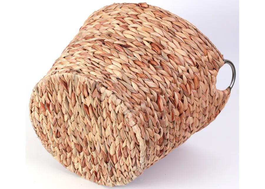 Large Round Water Hyacinth Wicker Laundry Basket