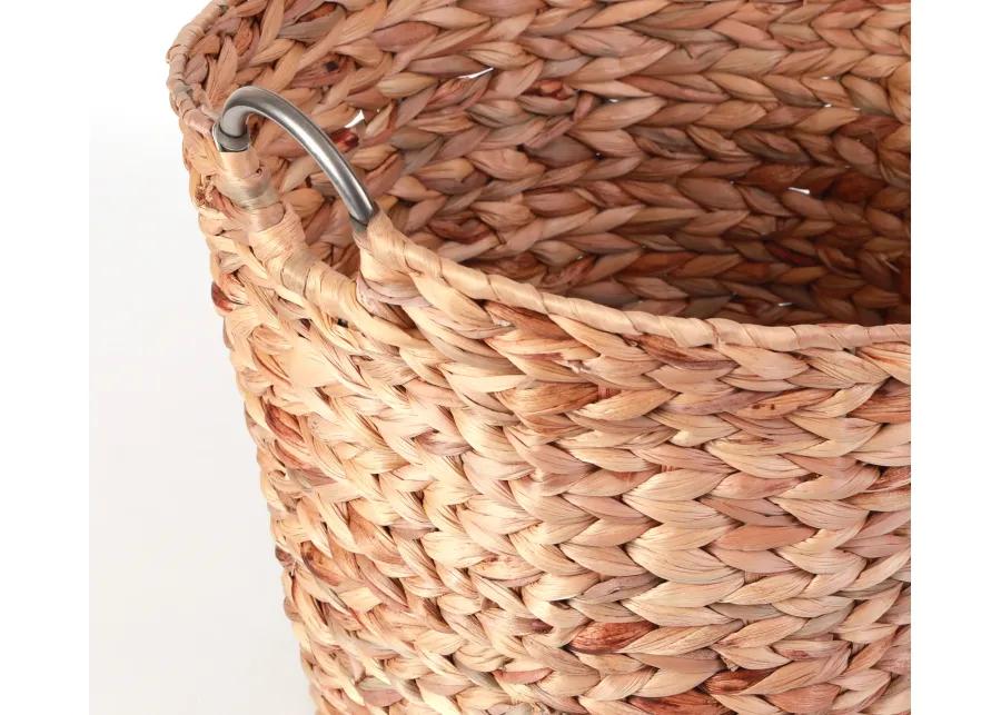 Large Round Water Hyacinth Wicker Laundry Basket