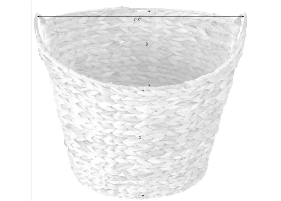 Large Round Water Hyacinth Wicker Laundry Basket