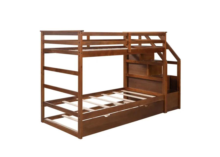 Twin-Over-Twin Bunk Bed With Twin Size Trundle And 3 Storage Stairs