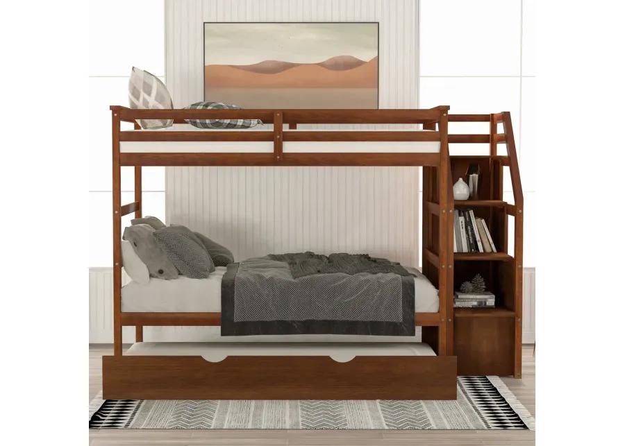 Twin-Over-Twin Bunk Bed With Twin Size Trundle And 3 Storage Stairs