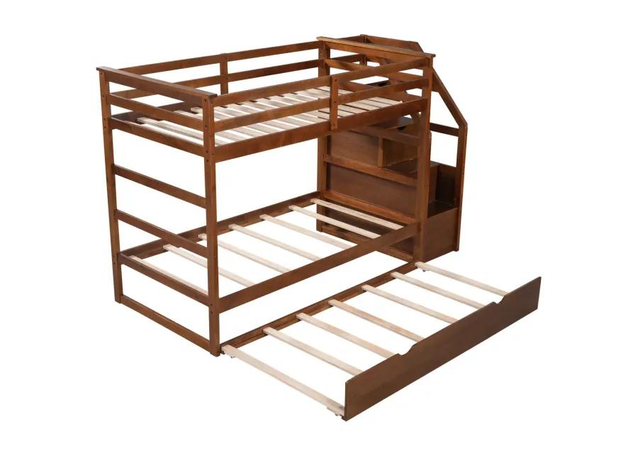 Twin-Over-Twin Bunk Bed With Twin Size Trundle And 3 Storage Stairs