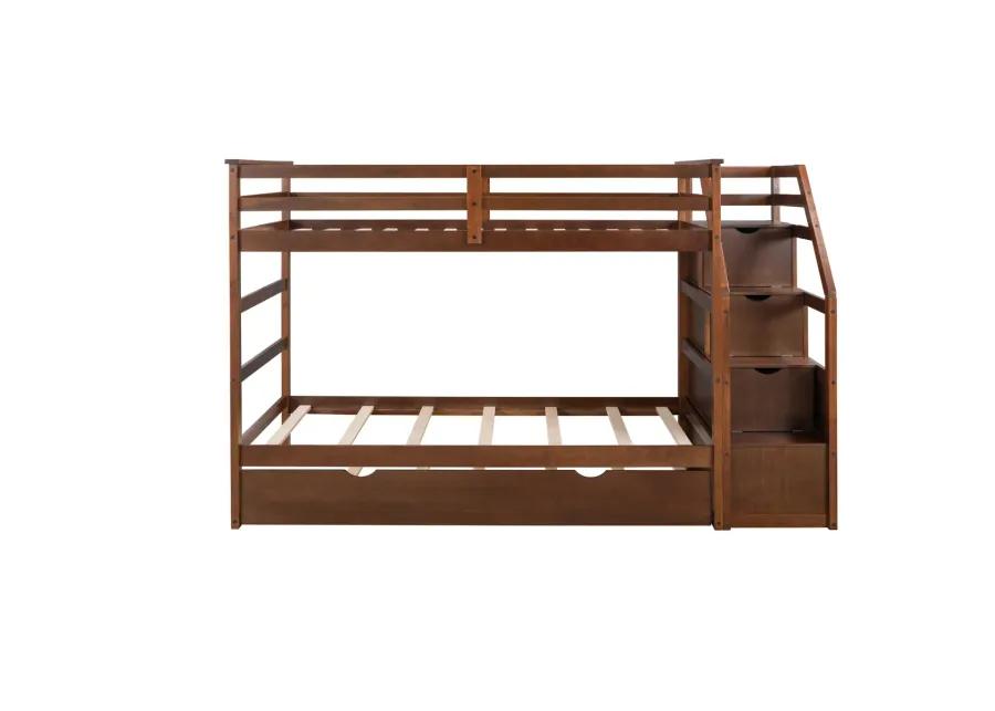 Twin-Over-Twin Bunk Bed With Twin Size Trundle And 3 Storage Stairs