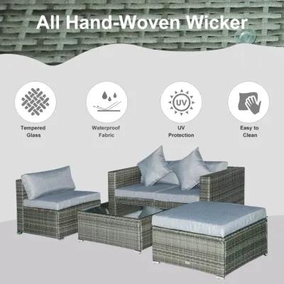 Mixed Grey Outdoor Set: 5-Piece PE Rattan Wicker Sofa Sectional