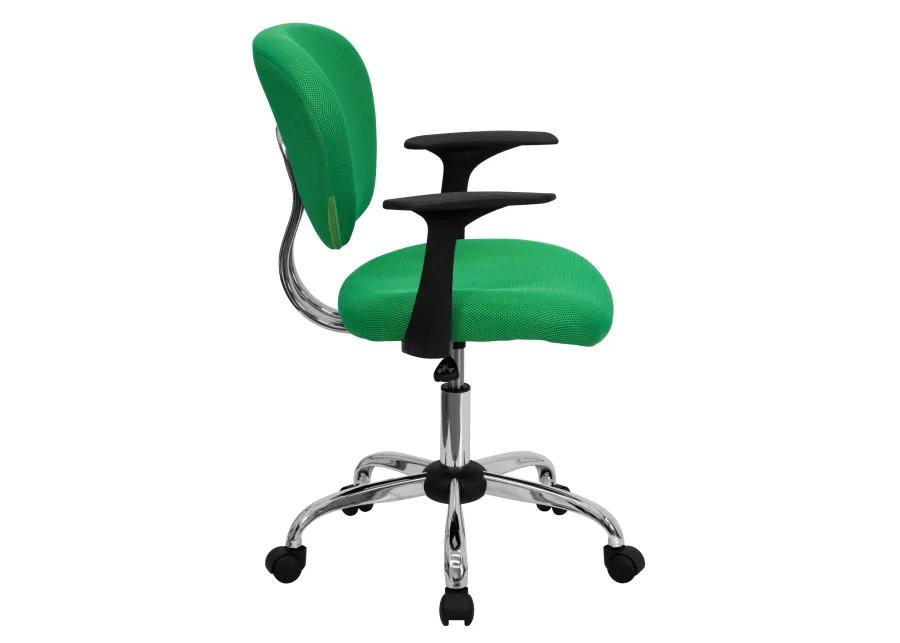 Beverly Mid-Back Mesh Padded Swivel Task Office Chair with Chrome Base and Arms