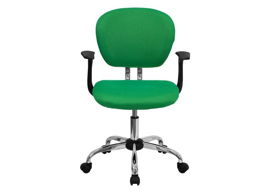 Beverly Mid-Back Mesh Padded Swivel Task Office Chair with Chrome Base and Arms