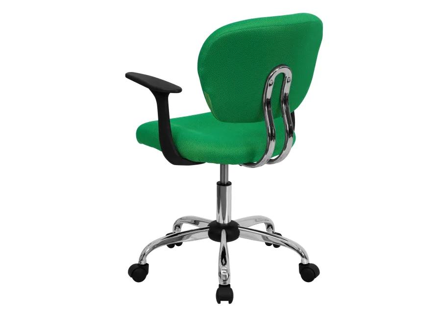 Beverly Mid-Back Mesh Padded Swivel Task Office Chair with Chrome Base and Arms