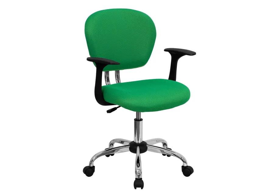 Beverly Mid-Back Mesh Padded Swivel Task Office Chair with Chrome Base and Arms