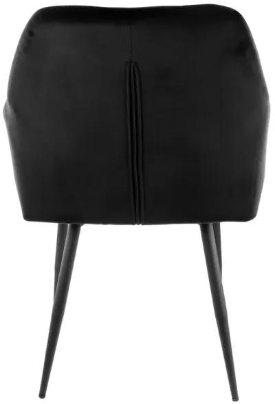 Elama 2 Piece Velvet Tufted Accent Chair in Black with Black Metal Legs