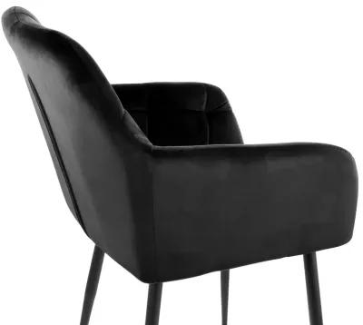 Elama 2 Piece Velvet Tufted Accent Chair in Black with Black Metal Legs