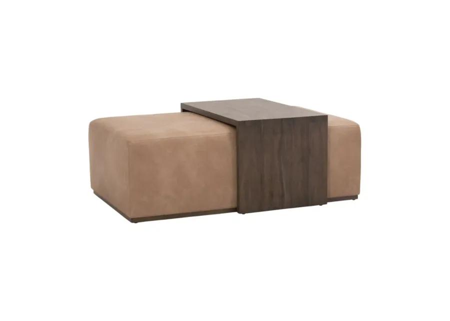 Dovetail Upholstered Coffee Table in Brown