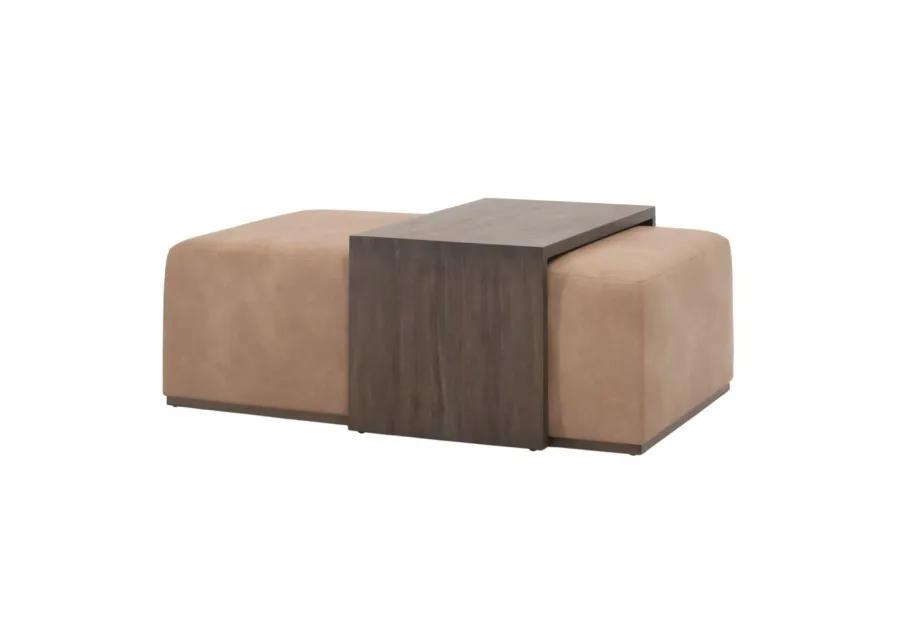 Dovetail Upholstered Coffee Table in Brown