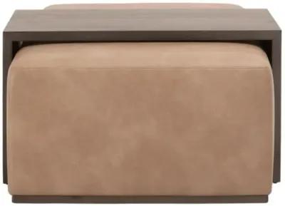 Dovetail Upholstered Coffee Table in Brown