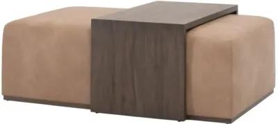 Dovetail Upholstered Coffee Table in Brown