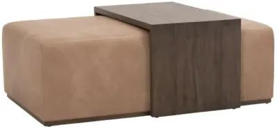 Dovetail Upholstered Coffee Table in Brown